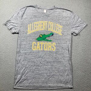 Allegheny College Gators T Shirt Adult Medium Gray Heathered Short‎ Sleeve Slim